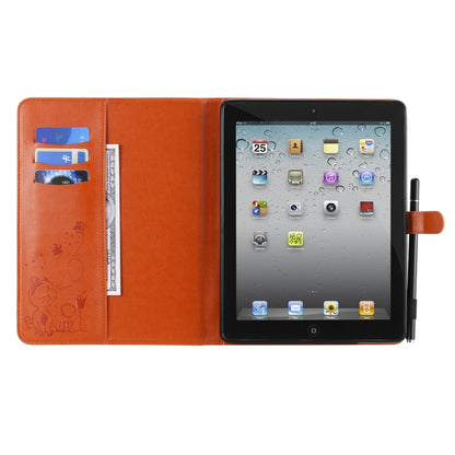 For iPad 4 / 3 / 2 Cat Bee Embossing Pattern Horizontal Flip Leather Case with Holder & Card Slots & Wallet & Pen Slot & Wake-up / Sleep Function(Orange) - iPad 4 & 3 & 2 Cases by buy2fix | Online Shopping UK | buy2fix