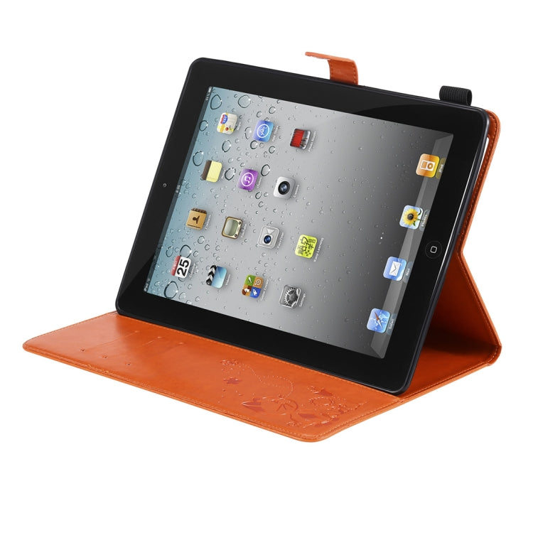 For iPad 4 / 3 / 2 Cat Bee Embossing Pattern Horizontal Flip Leather Case with Holder & Card Slots & Wallet & Pen Slot & Wake-up / Sleep Function(Orange) - iPad 4 & 3 & 2 Cases by buy2fix | Online Shopping UK | buy2fix