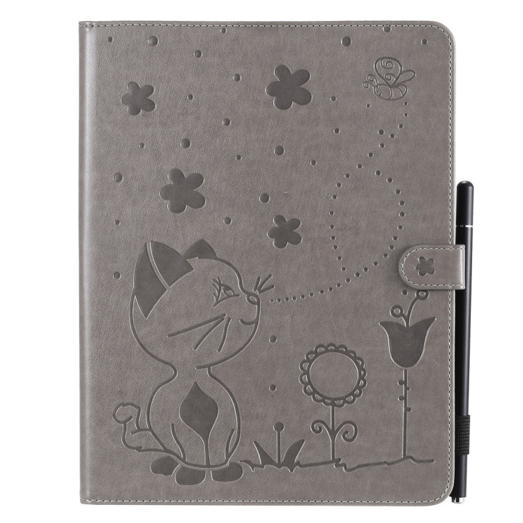For iPad 4 / 3 / 2 Cat Bee Embossing Pattern Horizontal Flip Leather Case with Holder & Card Slots & Wallet & Pen Slot & Wake-up / Sleep Function(Grey) - iPad 4 & 3 & 2 Cases by buy2fix | Online Shopping UK | buy2fix