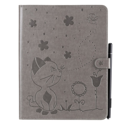 For iPad 4 / 3 / 2 Cat Bee Embossing Pattern Horizontal Flip Leather Case with Holder & Card Slots & Wallet & Pen Slot & Wake-up / Sleep Function(Grey) - iPad 4 & 3 & 2 Cases by buy2fix | Online Shopping UK | buy2fix