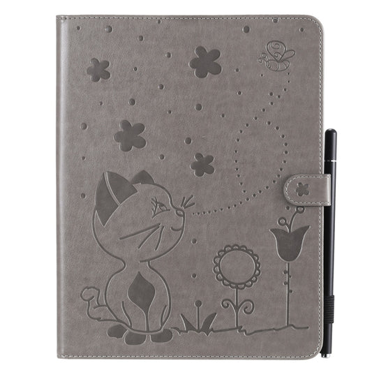 For iPad 4 / 3 / 2 Cat Bee Embossing Pattern Horizontal Flip Leather Case with Holder & Card Slots & Wallet & Pen Slot & Wake-up / Sleep Function(Grey) - iPad 4 & 3 & 2 Cases by buy2fix | Online Shopping UK | buy2fix
