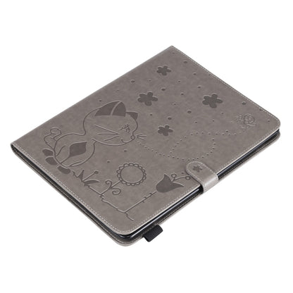 For iPad 4 / 3 / 2 Cat Bee Embossing Pattern Horizontal Flip Leather Case with Holder & Card Slots & Wallet & Pen Slot & Wake-up / Sleep Function(Grey) - iPad 4 & 3 & 2 Cases by buy2fix | Online Shopping UK | buy2fix