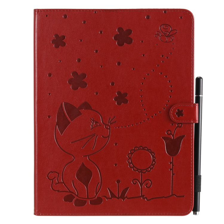 For iPad 4 / 3 / 2 Cat Bee Embossing Pattern Horizontal Flip Leather Case with Holder & Card Slots & Wallet & Pen Slot & Wake-up / Sleep Function(Red) - iPad 4 & 3 & 2 Cases by buy2fix | Online Shopping UK | buy2fix