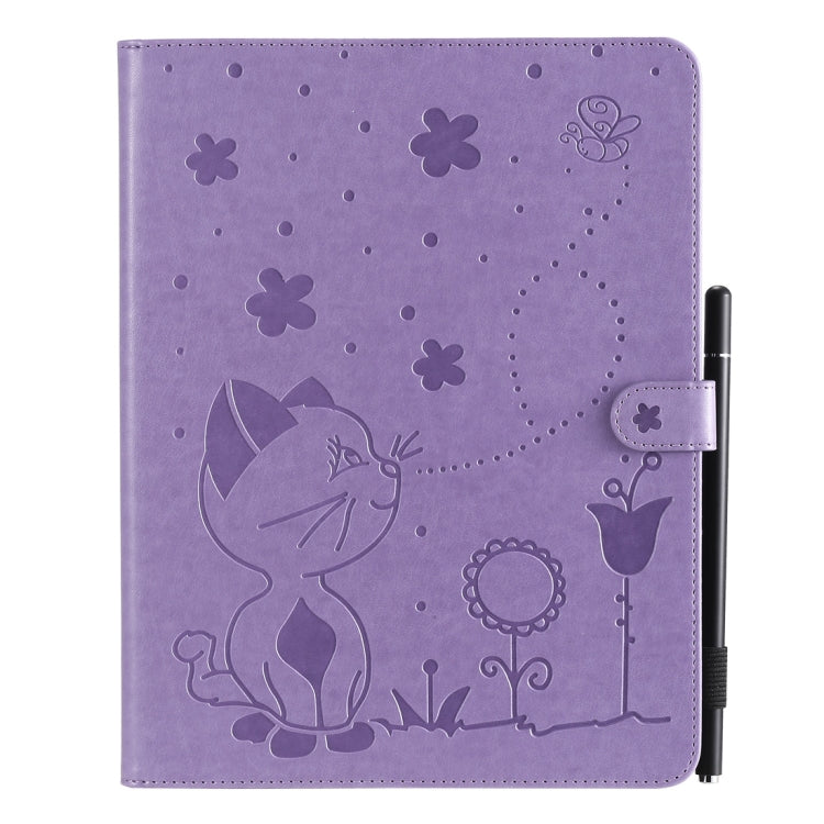 For iPad 4 / 3 / 2 Cat Bee Embossing Pattern Horizontal Flip Leather Case with Holder & Card Slots & Wallet & Pen Slot & Wake-up / Sleep Function(Purple) - iPad 4 & 3 & 2 Cases by buy2fix | Online Shopping UK | buy2fix