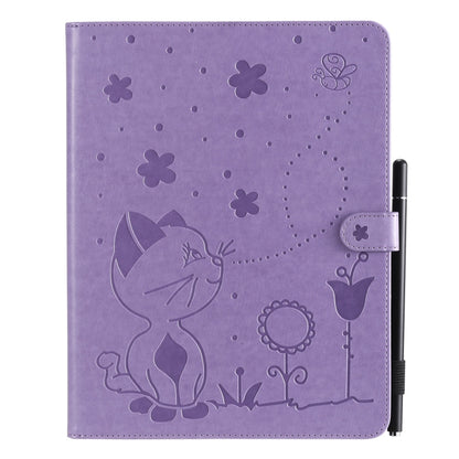 For iPad 4 / 3 / 2 Cat Bee Embossing Pattern Horizontal Flip Leather Case with Holder & Card Slots & Wallet & Pen Slot & Wake-up / Sleep Function(Purple) - iPad 4 & 3 & 2 Cases by buy2fix | Online Shopping UK | buy2fix