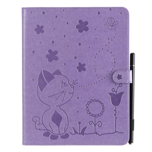 For iPad 4 / 3 / 2 Cat Bee Embossing Pattern Horizontal Flip Leather Case with Holder & Card Slots & Wallet & Pen Slot & Wake-up / Sleep Function(Purple) - iPad 4 & 3 & 2 Cases by buy2fix | Online Shopping UK | buy2fix