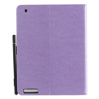 For iPad 4 / 3 / 2 Cat Bee Embossing Pattern Horizontal Flip Leather Case with Holder & Card Slots & Wallet & Pen Slot & Wake-up / Sleep Function(Purple) - iPad 4 & 3 & 2 Cases by buy2fix | Online Shopping UK | buy2fix