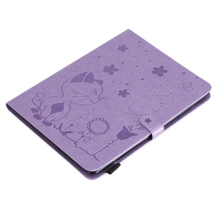 For iPad 4 / 3 / 2 Cat Bee Embossing Pattern Horizontal Flip Leather Case with Holder & Card Slots & Wallet & Pen Slot & Wake-up / Sleep Function(Purple) - iPad 4 & 3 & 2 Cases by buy2fix | Online Shopping UK | buy2fix