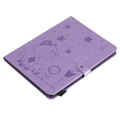 For iPad 4 / 3 / 2 Cat Bee Embossing Pattern Horizontal Flip Leather Case with Holder & Card Slots & Wallet & Pen Slot & Wake-up / Sleep Function(Purple) - iPad 4 & 3 & 2 Cases by buy2fix | Online Shopping UK | buy2fix