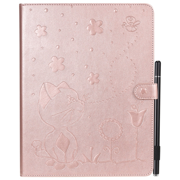 For iPad 4 / 3 / 2 Cat Bee Embossing Pattern Horizontal Flip Leather Case with Holder & Card Slots & Wallet & Pen Slot & Wake-up / Sleep Function(Rose Gold) - iPad 4 & 3 & 2 Cases by buy2fix | Online Shopping UK | buy2fix