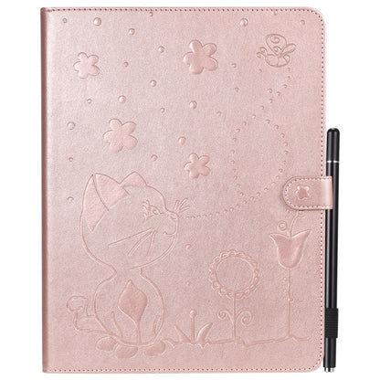 For iPad 4 / 3 / 2 Cat Bee Embossing Pattern Horizontal Flip Leather Case with Holder & Card Slots & Wallet & Pen Slot & Wake-up / Sleep Function(Rose Gold) - iPad 4 & 3 & 2 Cases by buy2fix | Online Shopping UK | buy2fix