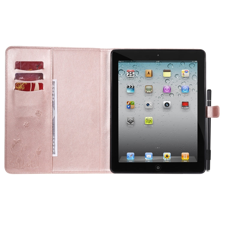 For iPad 4 / 3 / 2 Cat Bee Embossing Pattern Horizontal Flip Leather Case with Holder & Card Slots & Wallet & Pen Slot & Wake-up / Sleep Function(Rose Gold) - iPad 4 & 3 & 2 Cases by buy2fix | Online Shopping UK | buy2fix
