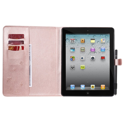 For iPad 4 / 3 / 2 Cat Bee Embossing Pattern Horizontal Flip Leather Case with Holder & Card Slots & Wallet & Pen Slot & Wake-up / Sleep Function(Rose Gold) - iPad 4 & 3 & 2 Cases by buy2fix | Online Shopping UK | buy2fix