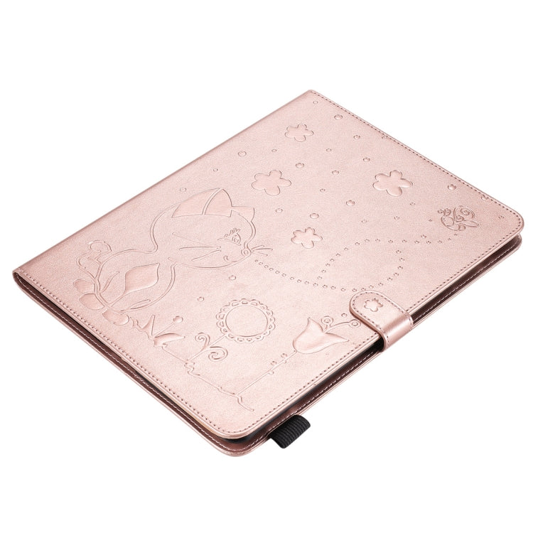 For iPad 4 / 3 / 2 Cat Bee Embossing Pattern Horizontal Flip Leather Case with Holder & Card Slots & Wallet & Pen Slot & Wake-up / Sleep Function(Rose Gold) - iPad 4 & 3 & 2 Cases by buy2fix | Online Shopping UK | buy2fix