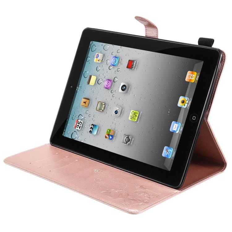 For iPad 4 / 3 / 2 Cat Bee Embossing Pattern Horizontal Flip Leather Case with Holder & Card Slots & Wallet & Pen Slot & Wake-up / Sleep Function(Rose Gold) - iPad 4 & 3 & 2 Cases by buy2fix | Online Shopping UK | buy2fix