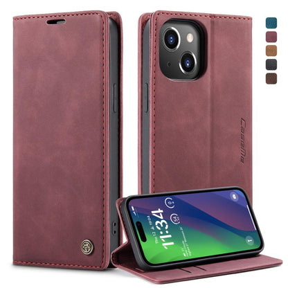 For iPhone 15 Plus CaseMe 013 Multifunctional Horizontal Flip Leather Phone Case(Wine Red) by CaseMe