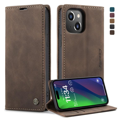 For iPhone 15 CaseMe 013 Multifunctional Horizontal Flip Leather Phone Case(Coffee) by CaseMe