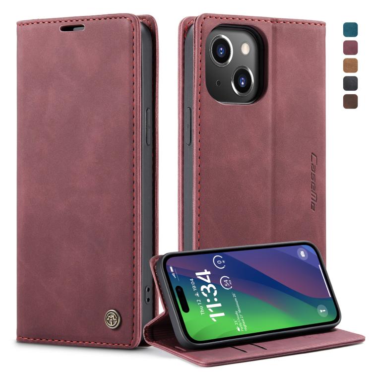For iPhone 15 CaseMe 013 Multifunctional Horizontal Flip Leather Phone Case(Wine Red) by CaseMe