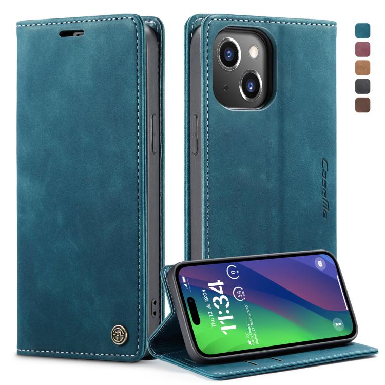 For iPhone 15 CaseMe 013 Multifunctional Horizontal Flip Leather Phone Case(Blue) by CaseMe