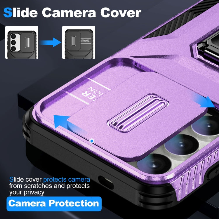 For Samsung Galaxy S24 5G / S25 5G Sliding Camshield Holder Phone Case(Purple) by buy2fix
