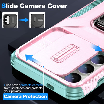 For Samsung Galaxy S24+ 5G / S25+ 5G Sliding Camshield Holder Phone Case(Pink + Grey Green) by buy2fix