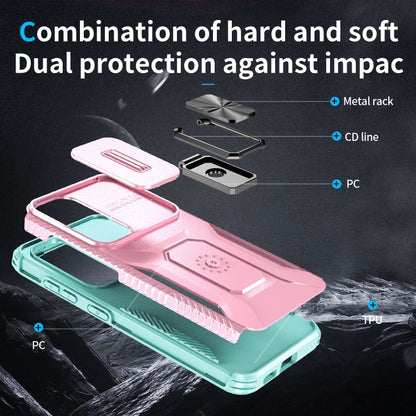 For Samsung Galaxy S24+ 5G / S25+ 5G Sliding Camshield Holder Phone Case(Pink + Grey Green) by buy2fix