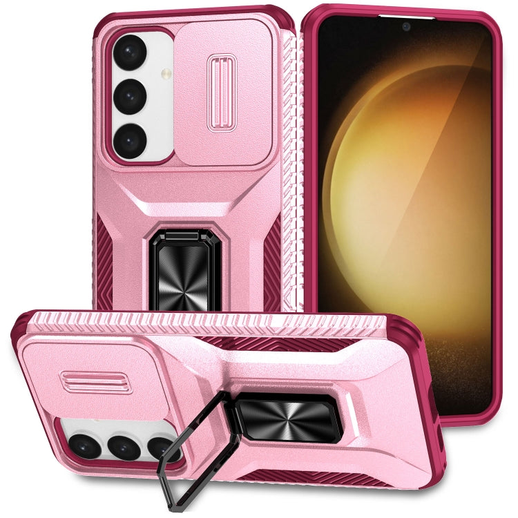 For Samsung Galaxy S24+ 5G / S25+ 5G Sliding Camshield Holder Phone Case(Pink + Rose Red) by buy2fix