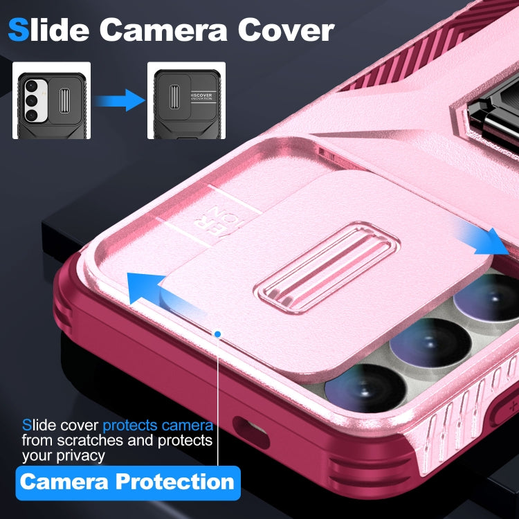 For Samsung Galaxy S24+ 5G / S25+ 5G Sliding Camshield Holder Phone Case(Pink + Rose Red) by buy2fix