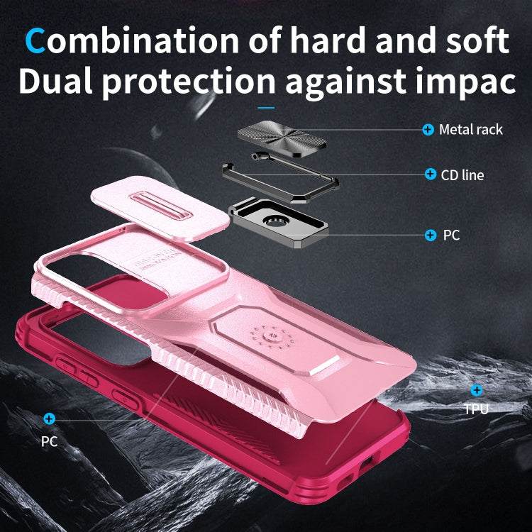 For Samsung Galaxy S24+ 5G / S25+ 5G Sliding Camshield Holder Phone Case(Pink + Rose Red) by buy2fix