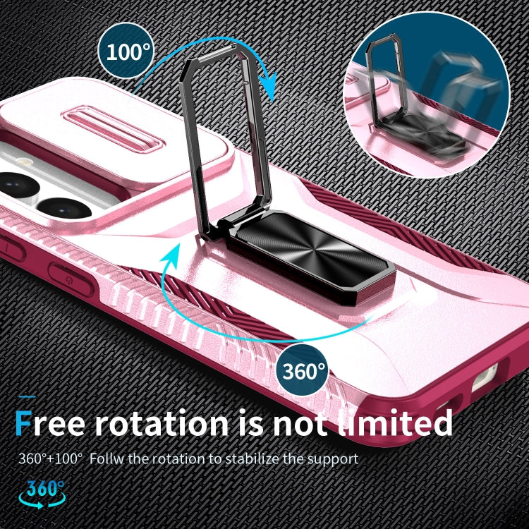For Samsung Galaxy S24+ 5G / S25+ 5G Sliding Camshield Holder Phone Case(Pink + Rose Red) by buy2fix