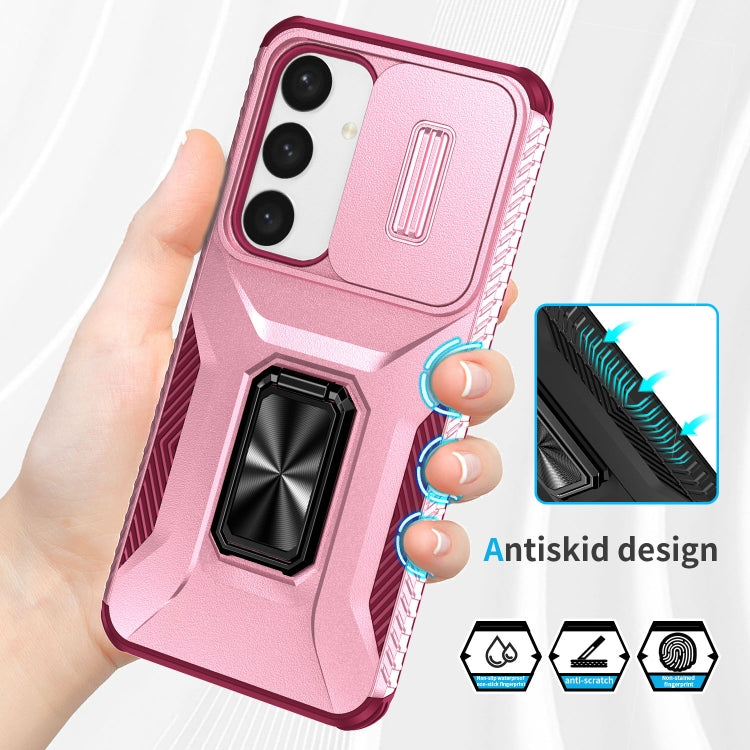 For Samsung Galaxy S24+ 5G / S25+ 5G Sliding Camshield Holder Phone Case(Pink + Rose Red) by buy2fix