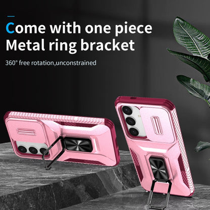 For Samsung Galaxy S24+ 5G / S25+ 5G Sliding Camshield Holder Phone Case(Pink + Rose Red) by buy2fix