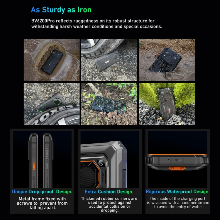 Blackview BV6200 Pro, 6GB+128GB, IP68/IP69K/MIL-STD-810H, 6.56 inch Android 13 MediaTek Helio P35 Octa Core, Network: 4G, OTG, NFC(Green) by Blackview