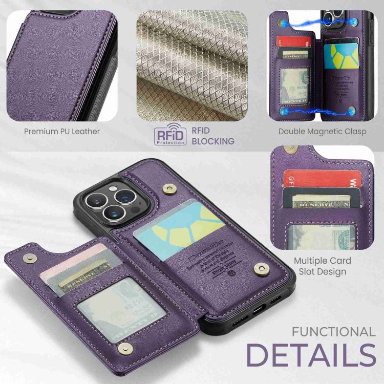 For iPhone 15 Pro Max CaseMe C22 Card Slots Holder RFID Anti-theft Phone Case(Purple) - iPhone 15 Pro Max Cases by CaseMe | Online Shopping UK | buy2fix