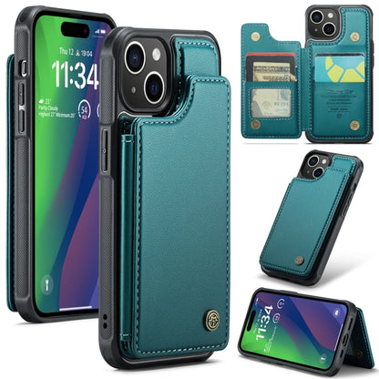 For iPhone 15 Plus CaseMe C22 Card Slots Holder RFID Anti-theft Phone Case(Blue Green) by CaseMe