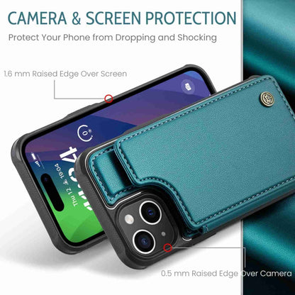 For iPhone 15 Plus CaseMe C22 Card Slots Holder RFID Anti-theft Phone Case(Blue Green) by CaseMe
