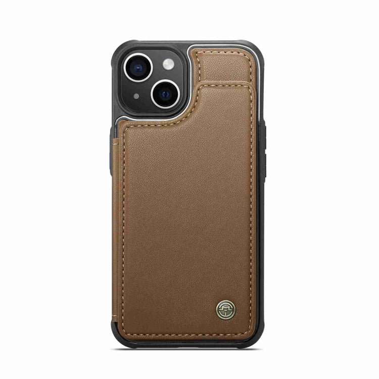 For iPhone 15 Plus CaseMe C22 Card Slots Holder RFID Anti-theft Phone Case(Brown) by CaseMe