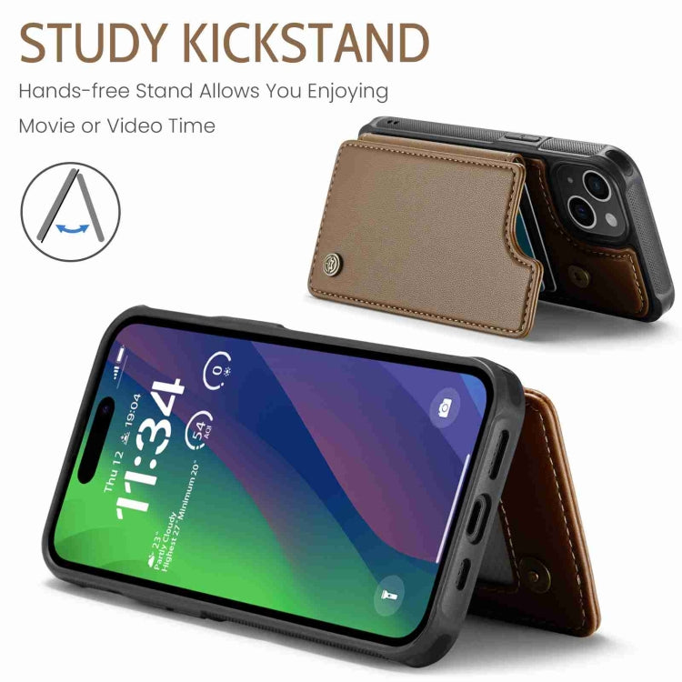 For iPhone 15 Plus CaseMe C22 Card Slots Holder RFID Anti-theft Phone Case(Brown) by CaseMe