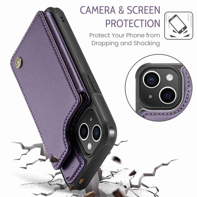 For iPhone 15 Plus CaseMe C22 Card Slots Holder RFID Anti-theft Phone Case(Purple) by CaseMe