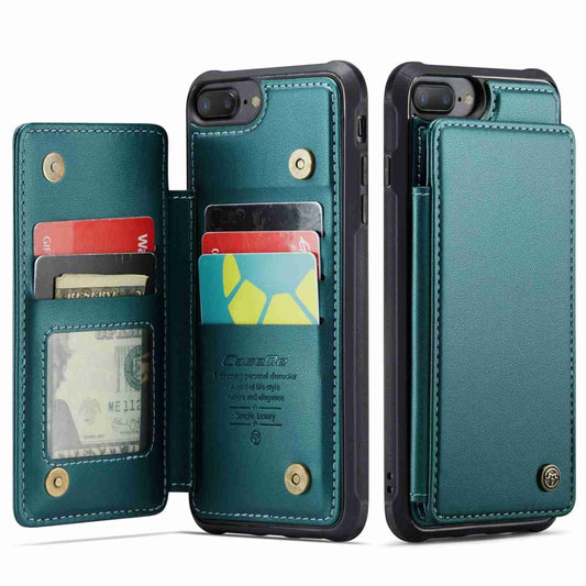 For iPhone 8 Plus / 7 Plus CaseMe C22 Card Slots Holder RFID Anti-theft Phone Case(Blue Green) by CaseMe