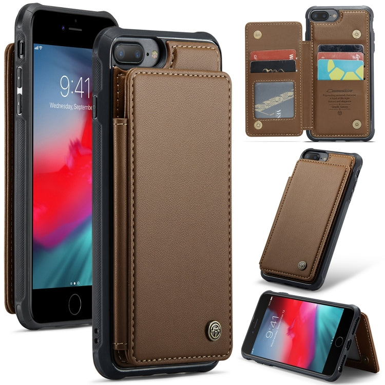 For iPhone 8 Plus / 7 Plus CaseMe C22 Card Slots Holder RFID Anti-theft Phone Case(Brown) by CaseMe