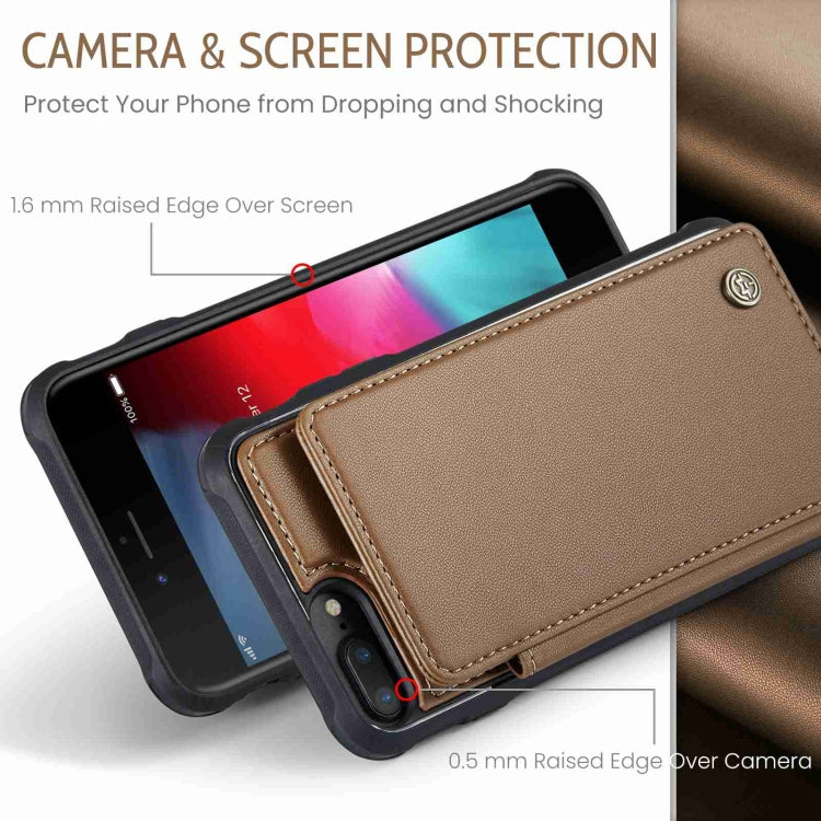 For iPhone 8 Plus / 7 Plus CaseMe C22 Card Slots Holder RFID Anti-theft Phone Case(Brown) by CaseMe