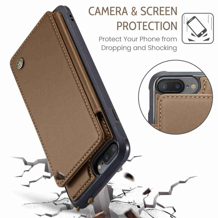 For iPhone 8 Plus / 7 Plus CaseMe C22 Card Slots Holder RFID Anti-theft Phone Case(Brown) by CaseMe