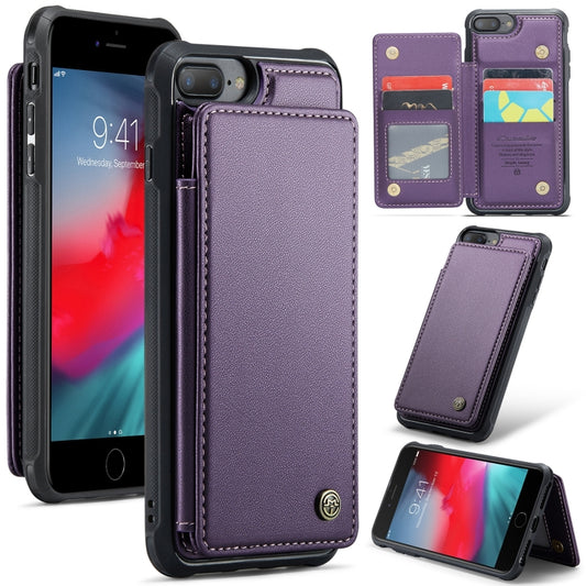 For iPhone 8 Plus / 7 Plus CaseMe C22 Card Slots Holder RFID Anti-theft Phone Case(Purple) by CaseMe