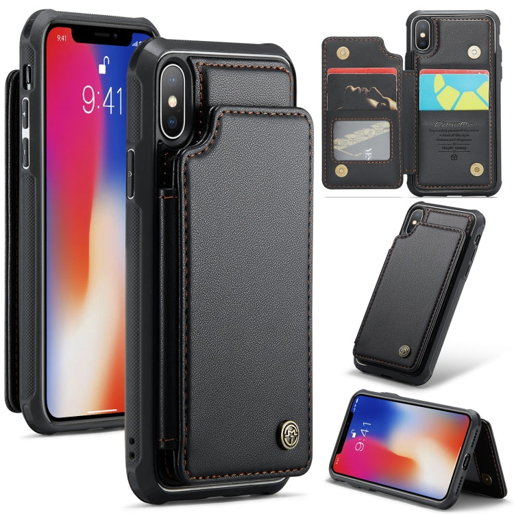 For iPhone XS / X CaseMe C22 Card Slots Holder RFID Anti-theft Phone Case(Black) by CaseMe