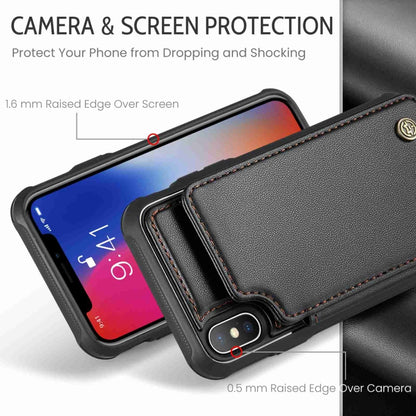 For iPhone XS / X CaseMe C22 Card Slots Holder RFID Anti-theft Phone Case(Black) by CaseMe