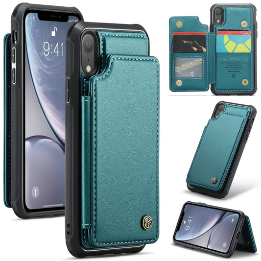 For iPhone XR CaseMe C22 Card Slots Holder RFID Anti-theft Phone Case(Blue Green) by CaseMe