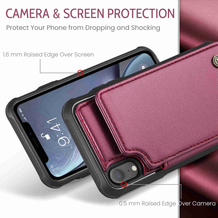 For iPhone XR CaseMe C22 Card Slots Holder RFID Anti-theft Phone Case(Wine Red) by CaseMe
