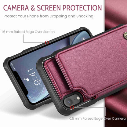 For iPhone XR CaseMe C22 Card Slots Holder RFID Anti-theft Phone Case(Wine Red) by CaseMe