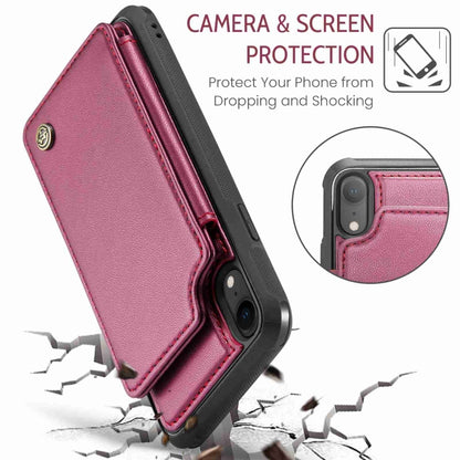 For iPhone XR CaseMe C22 Card Slots Holder RFID Anti-theft Phone Case(Wine Red) by CaseMe